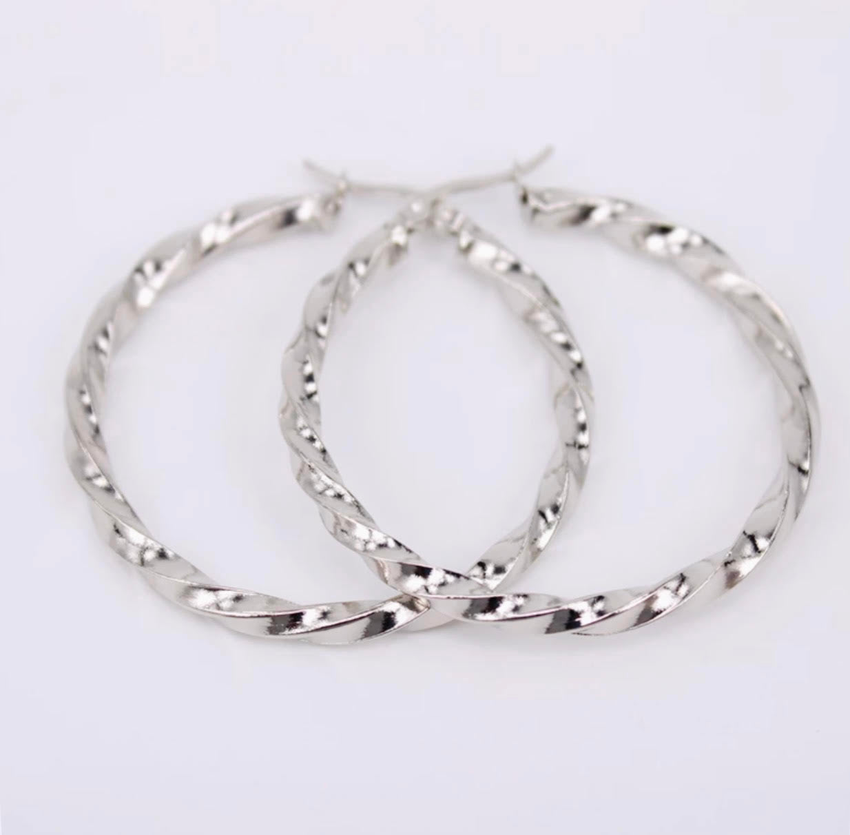 Volute Silver Hoops